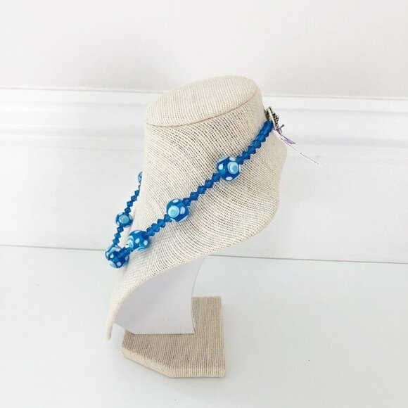 NWT Genuine Murano Glass & Czech Crystal Beaded Necklace Blue - Picture 3 of 5